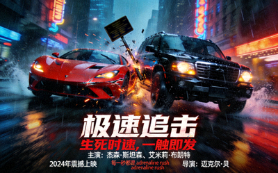 动作电影激烈追逐戏码紧张刺激场景海报